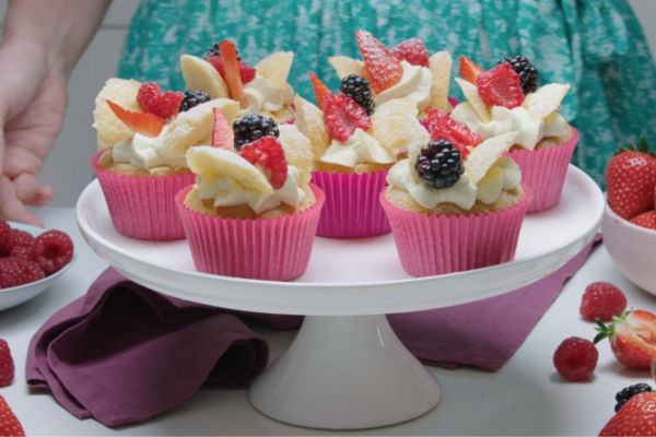 berry butterfly cupcakes