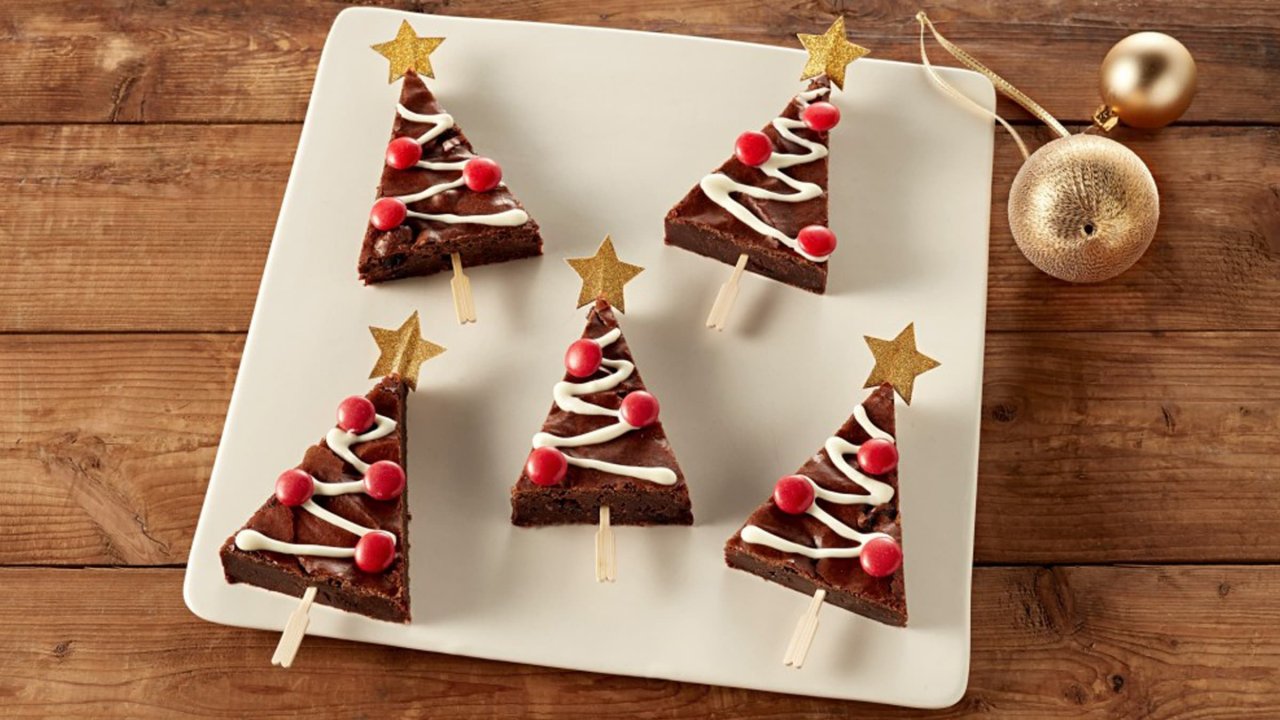 Christmas Tree Chocolate Raisin Brownies